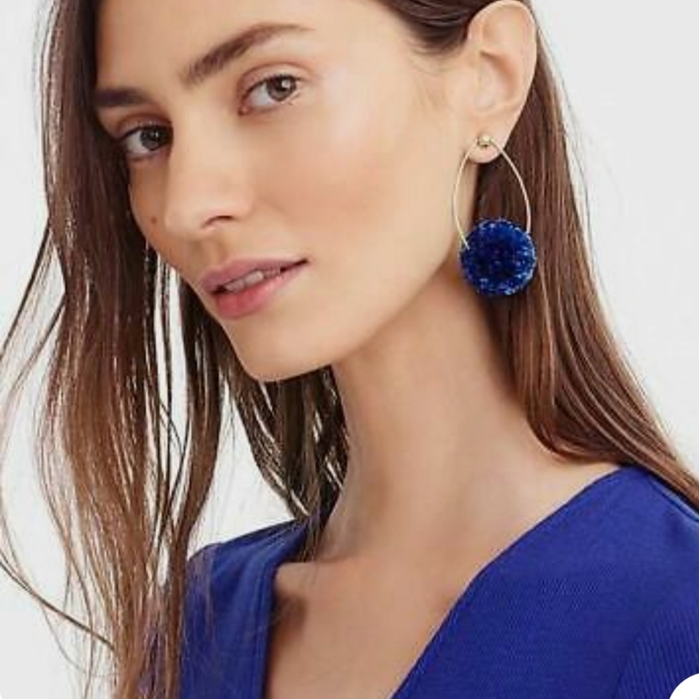 J. Crew Raffia Pom Pom earrings